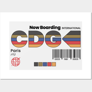 Vintage Paris CDG Airport Label Retro Travel Paris France Posters and Art